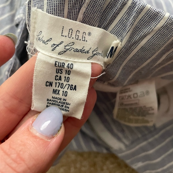 Blue and white striped work pants - Picture 3 of 3